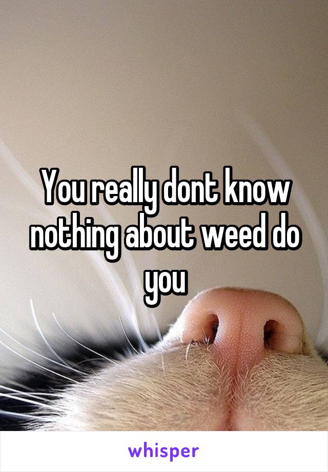 You really dont know nothing about weed do you