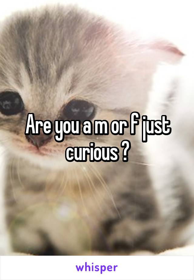 Are you a m or f just curious ?