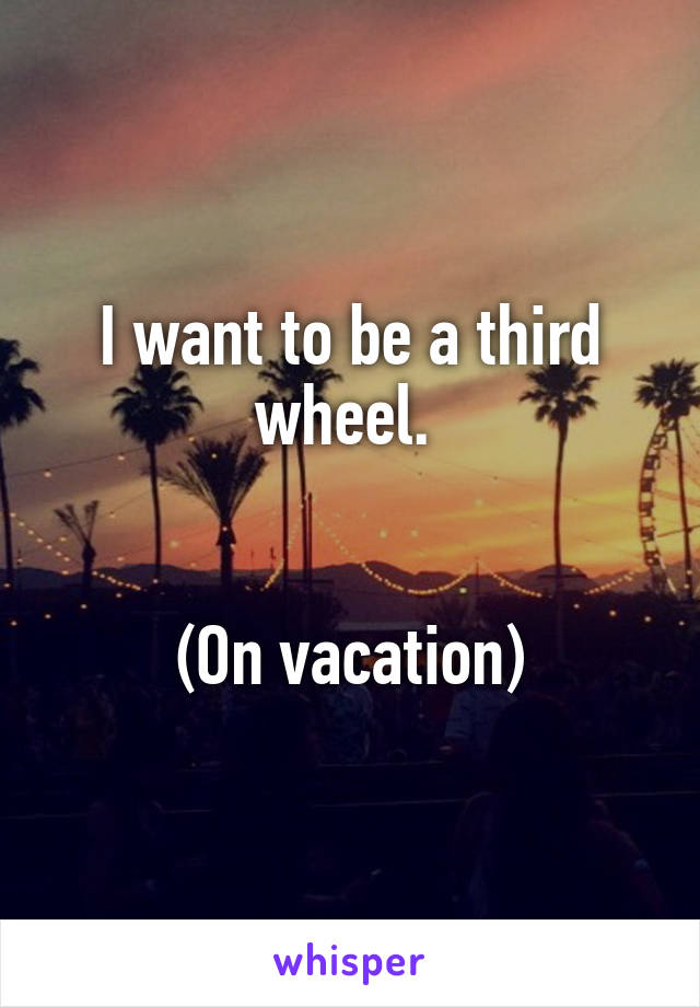 I want to be a third wheel. 


(On vacation)