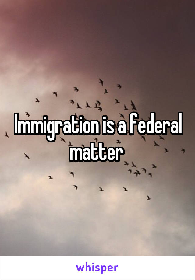 Immigration is a federal matter 