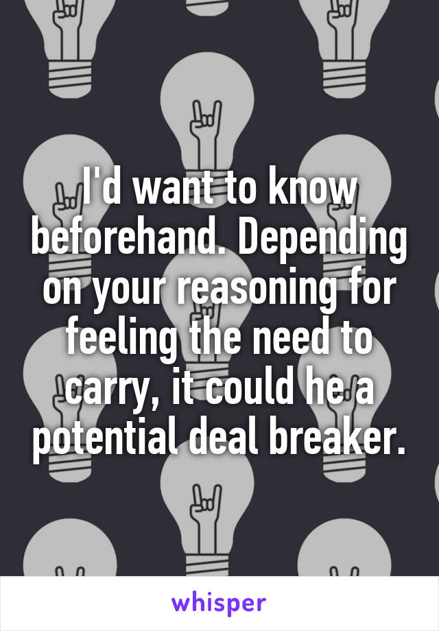 I'd want to know beforehand. Depending on your reasoning for feeling the need to carry, it could he a potential deal breaker.