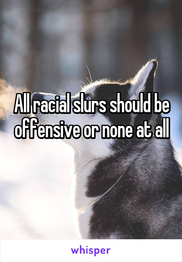 All racial slurs should be offensive or none at all
