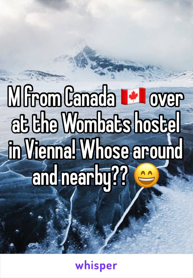 M from Canada 🇨🇦 over at the Wombats hostel in Vienna! Whose around and nearby?? 😄