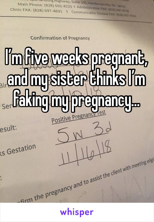 I’m five weeks pregnant, and my sister thinks I’m faking my pregnancy... 