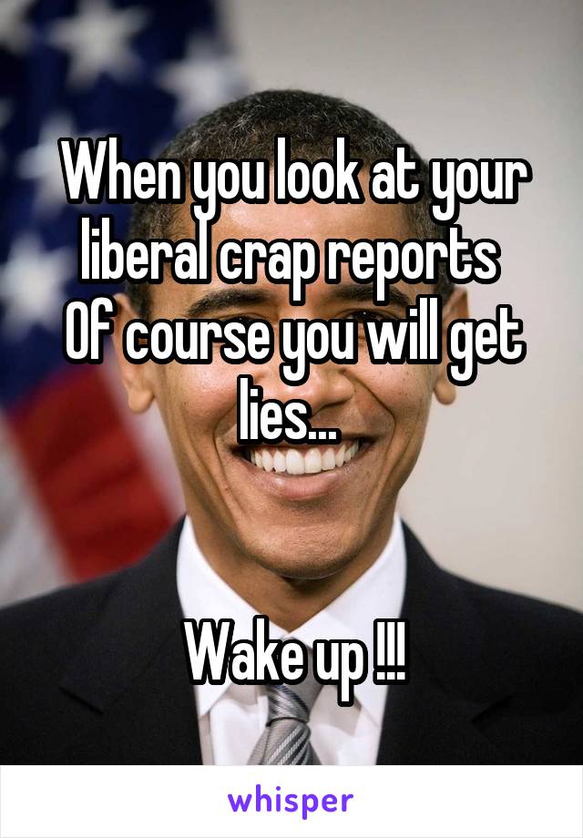 When you look at your liberal crap reports 
Of course you will get lies... 


Wake up !!!