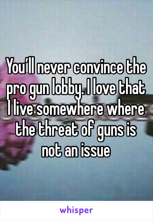 You’ll never convince the pro gun lobby. I love that I live somewhere where the threat of guns is not an issue 