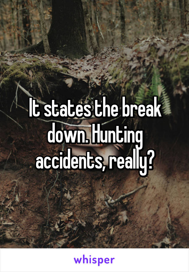 It states the break down. Hunting accidents, really?