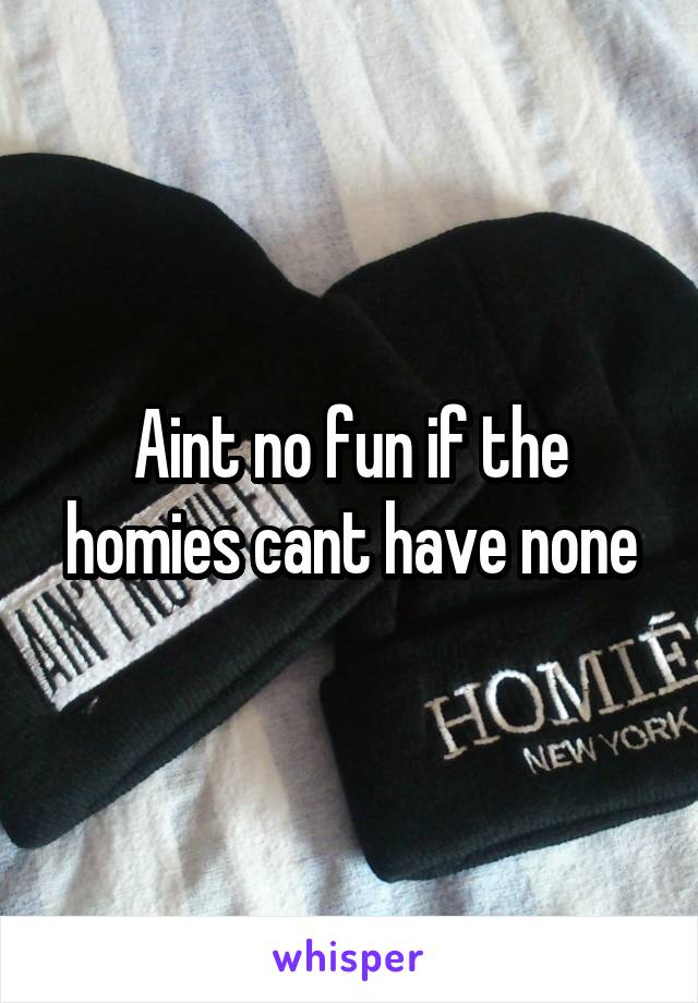 Aint no fun if the homies cant have none