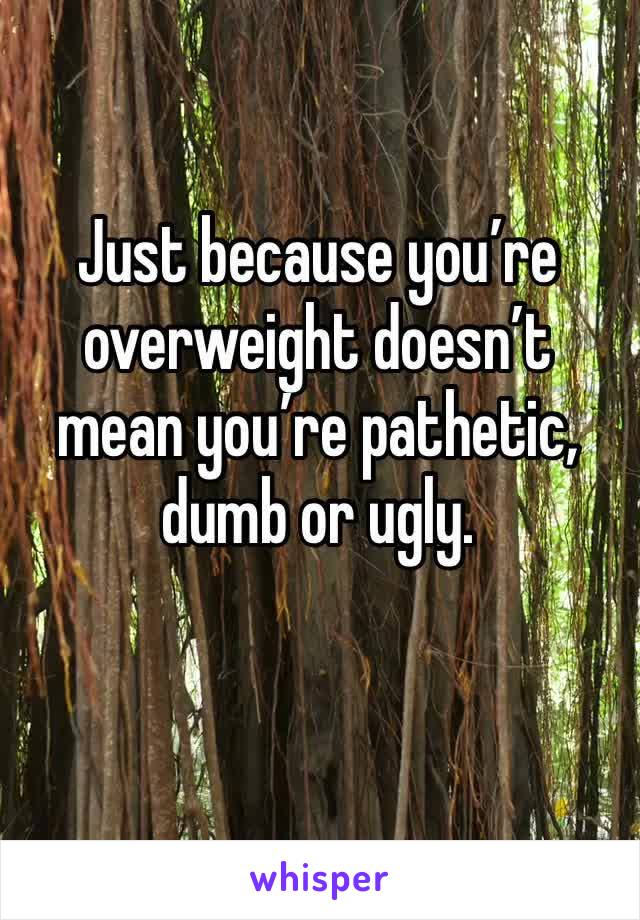 Just because you’re overweight doesn’t mean you’re pathetic, dumb or ugly. 