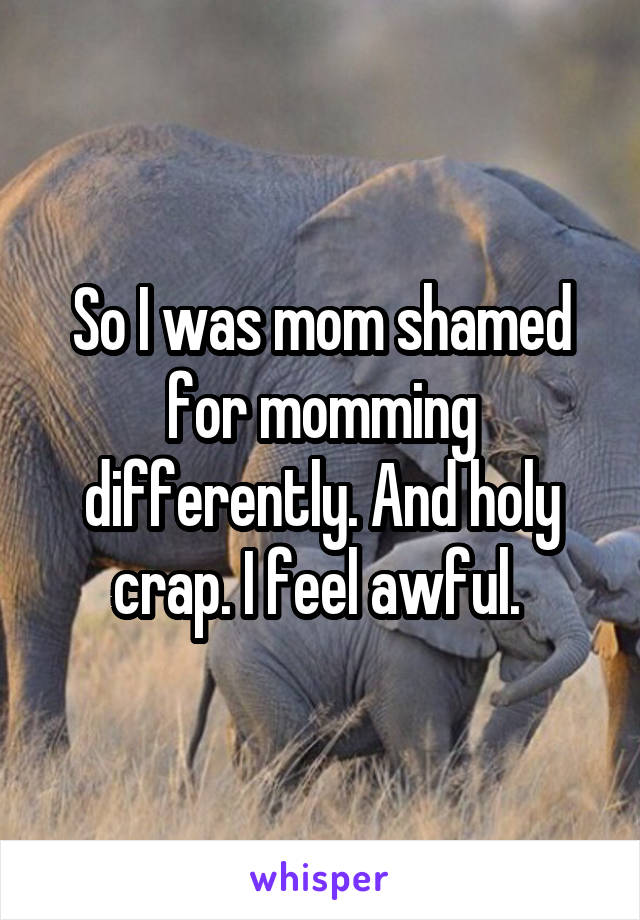 So I was mom shamed for momming differently. And holy crap. I feel awful. 
