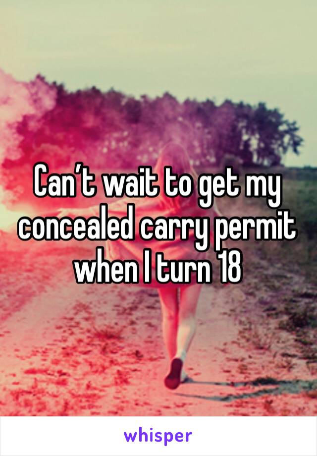 Can’t wait to get my concealed carry permit when I turn 18 