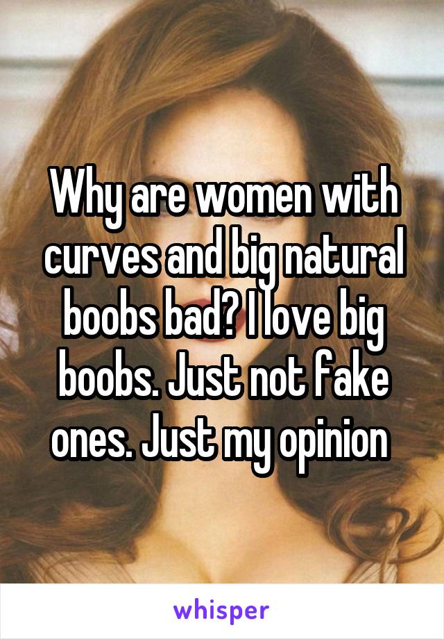 Why are women with curves and big natural boobs bad? I love big boobs. Just not fake ones. Just my opinion 