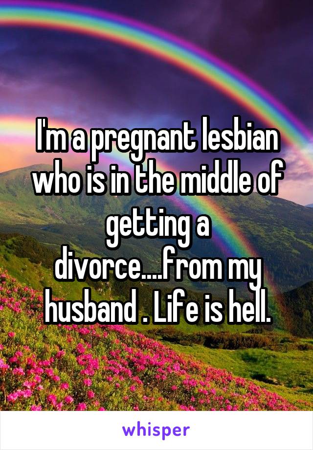 I'm a pregnant lesbian who is in the middle of getting a divorce....from my husband . Life is hell.