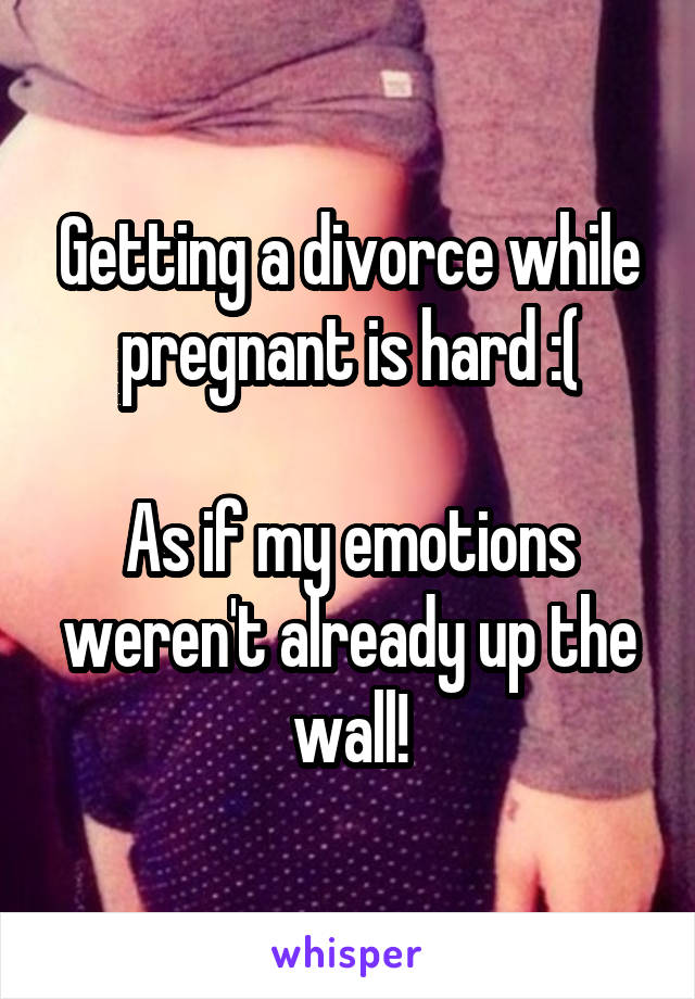 Getting a divorce while pregnant is hard :(

As if my emotions weren't already up the wall!