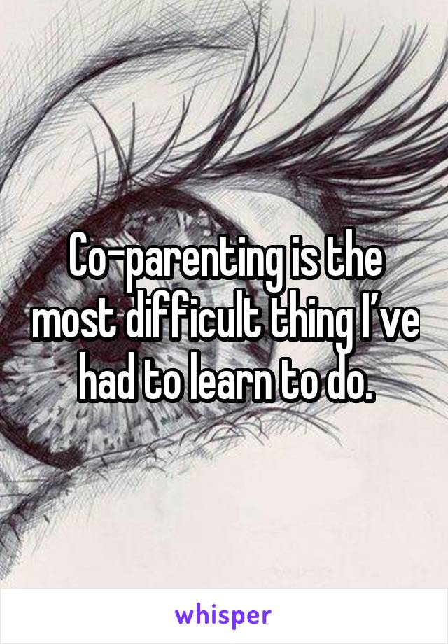 Co-parenting is the most difficult thing I’ve had to learn to do.