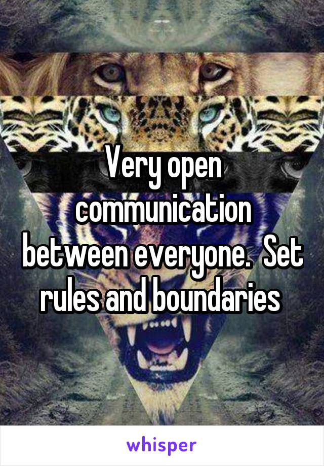 Very open communication between everyone.  Set rules and boundaries 