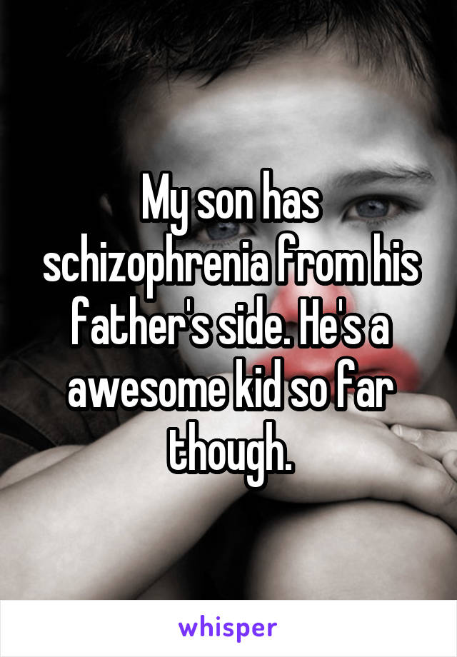 My son has schizophrenia from his father's side. He's a awesome kid so far though.