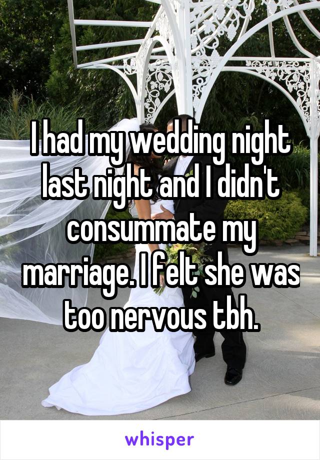 I had my wedding night last night and I didn't consummate my marriage. I felt she was too nervous tbh.