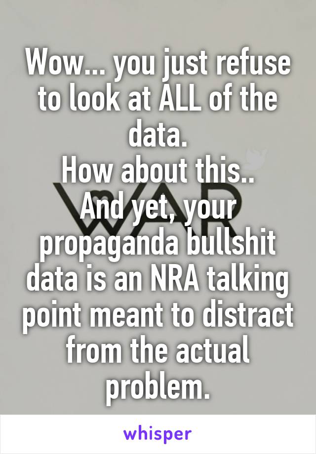 Wow... you just refuse to look at ALL of the data.
How about this..
And yet, your propaganda bullshit data is an NRA talking point meant to distract from the actual problem.