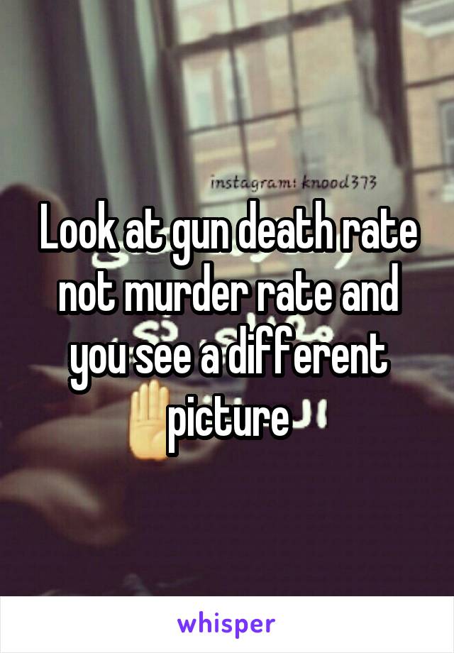 Look at gun death rate not murder rate and you see a different picture