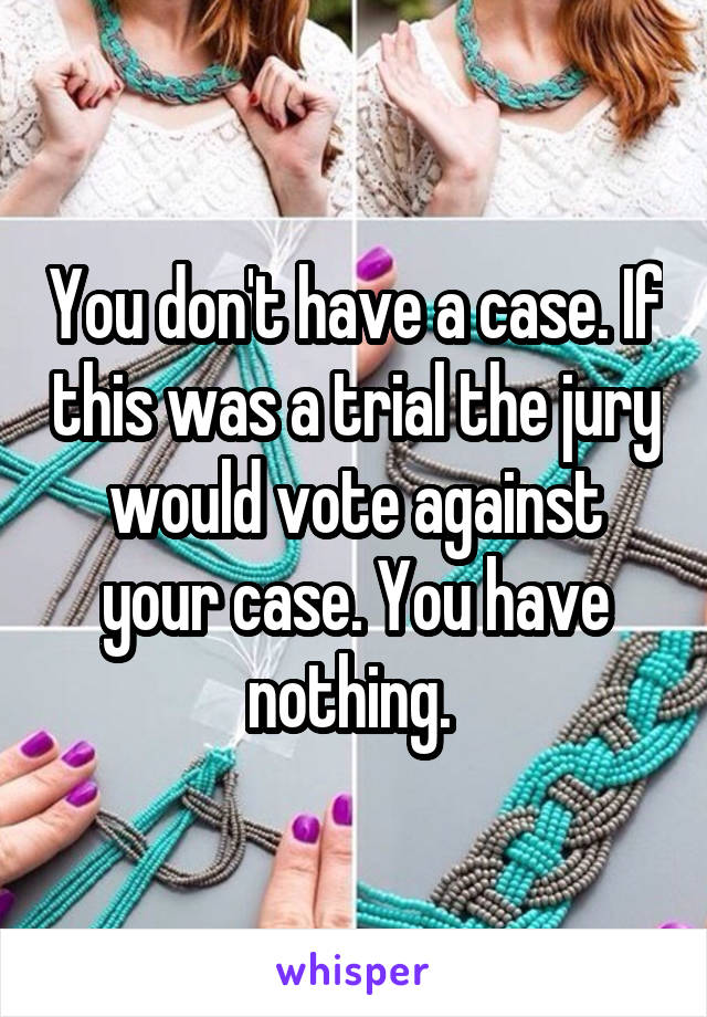 You don't have a case. If this was a trial the jury would vote against your case. You have nothing. 