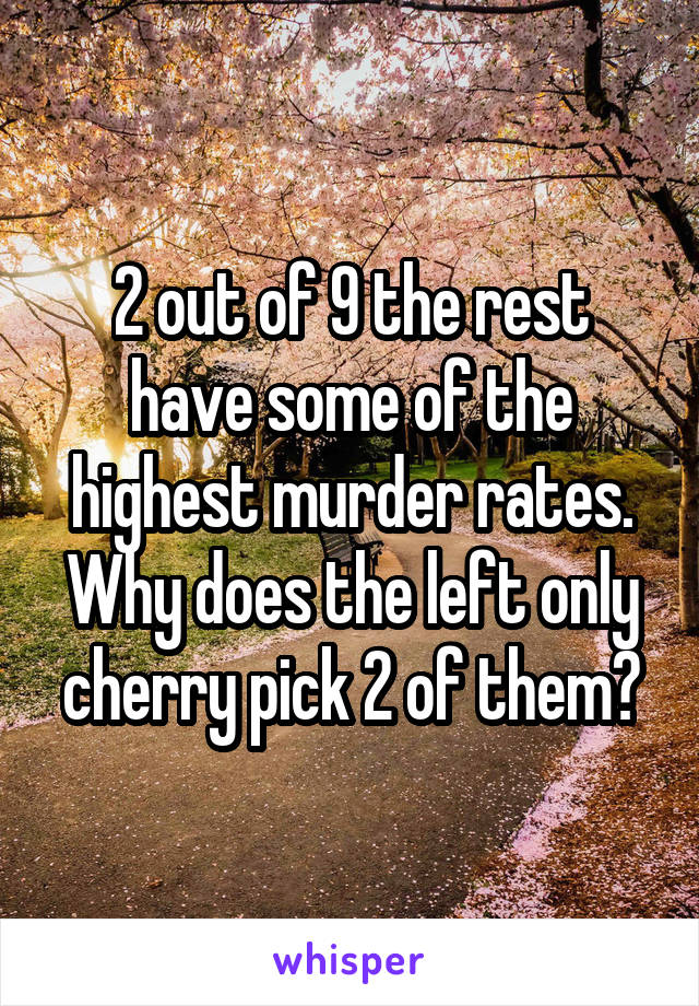 2 out of 9 the rest have some of the highest murder rates. Why does the left only cherry pick 2 of them?