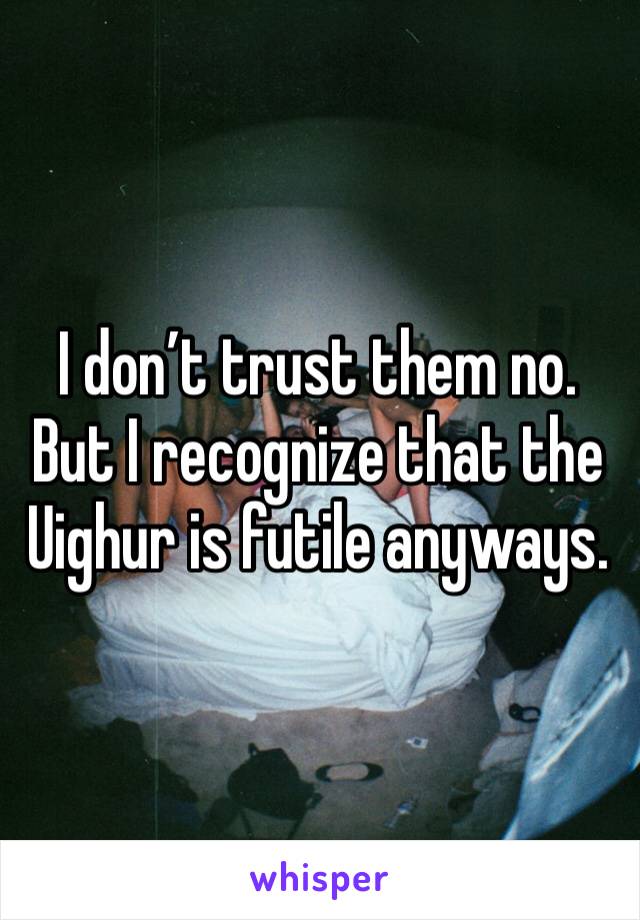 I don’t trust them no. But I recognize that the Uighur is futile anyways.