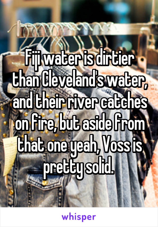 Fiji water is dirtier than Cleveland's water, and their river catches on fire, but aside from that one yeah, Voss is pretty solid. 