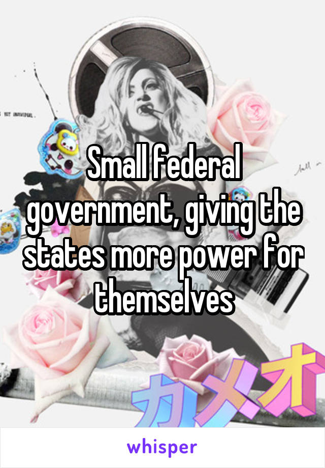 Small federal government, giving the states more power for themselves