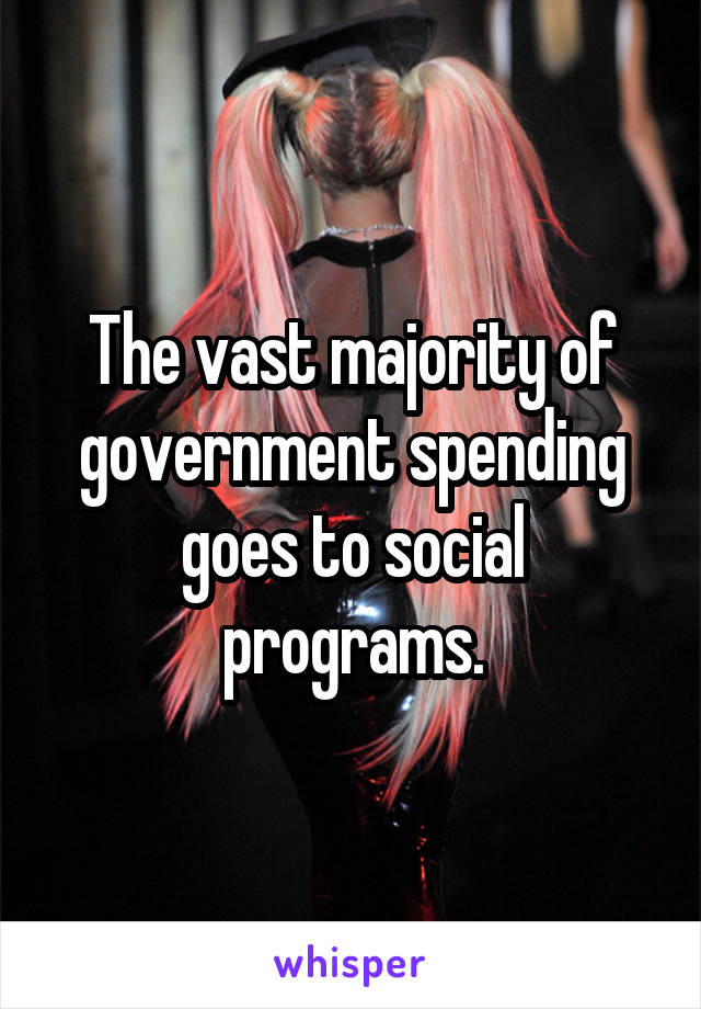 The vast majority of government spending goes to social programs.