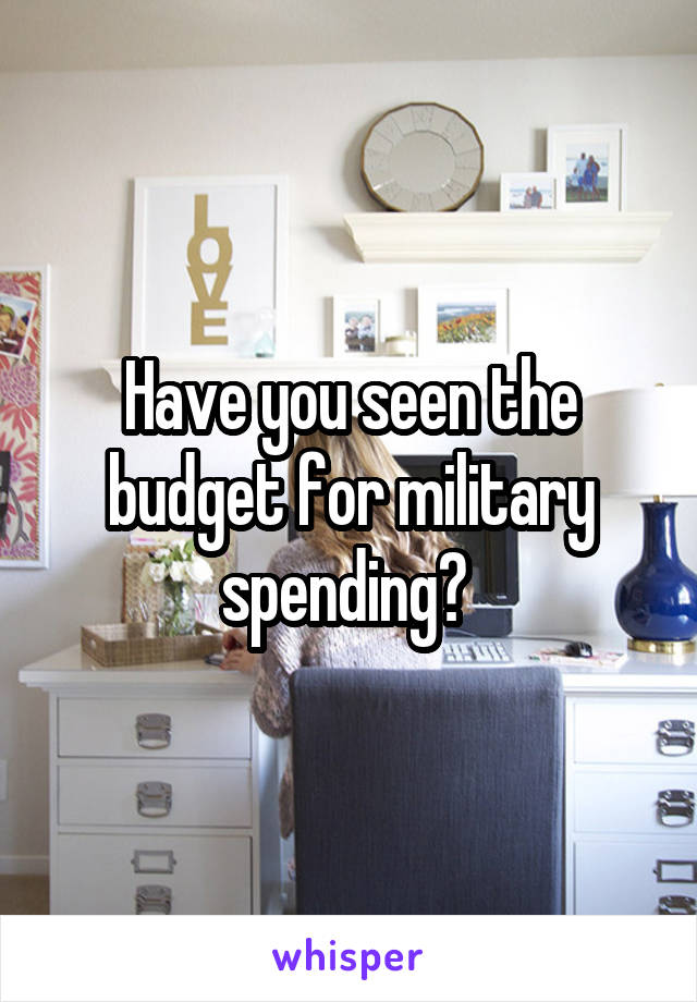 Have you seen the budget for military spending? 