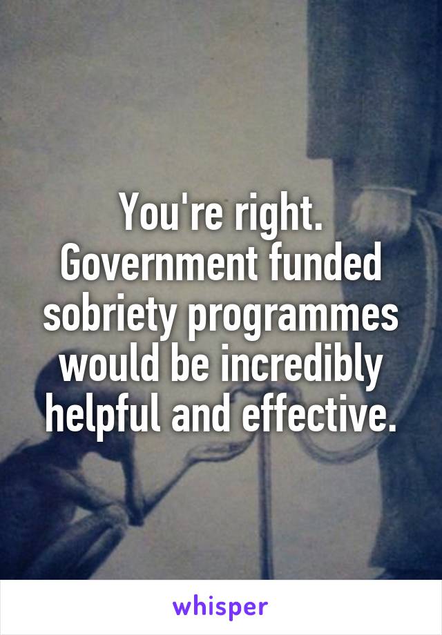 You're right.
Government funded sobriety programmes would be incredibly helpful and effective.