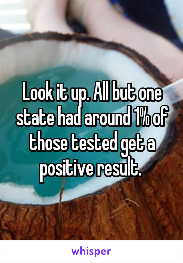 Look it up. All but one state had around 1% of those tested get a positive result. 