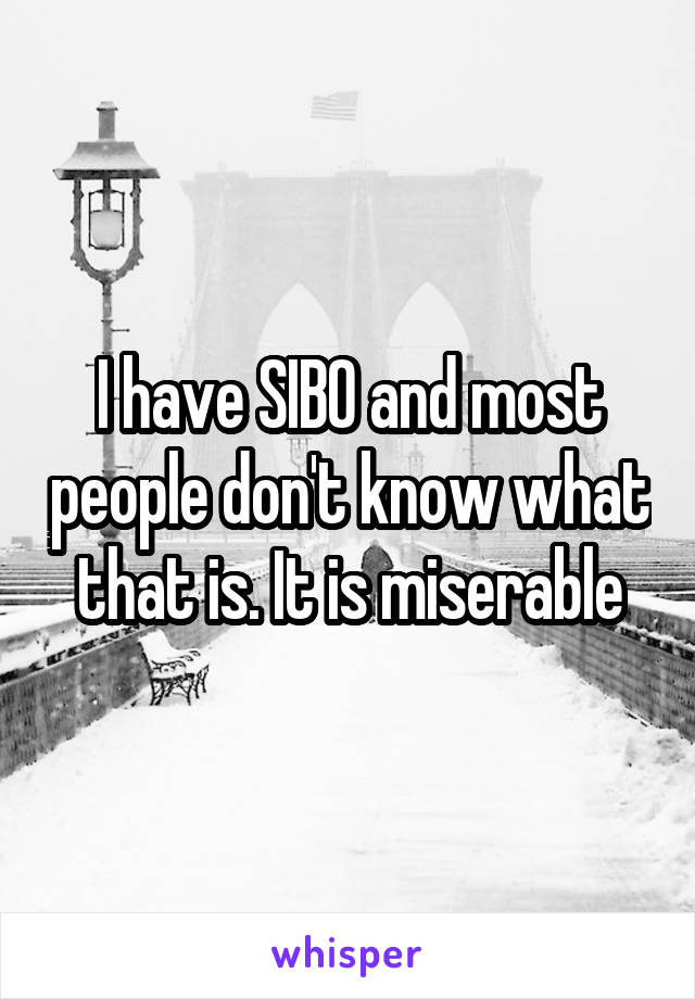 I have SIBO and most people don't know what that is. It is miserable
