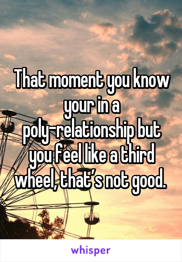 That moment you know your in a poly-relationship but you feel like a third wheel, that’s not good. 