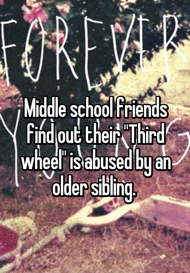 
Middle school friends find out their "Third wheel" is abused by an older sibling. 