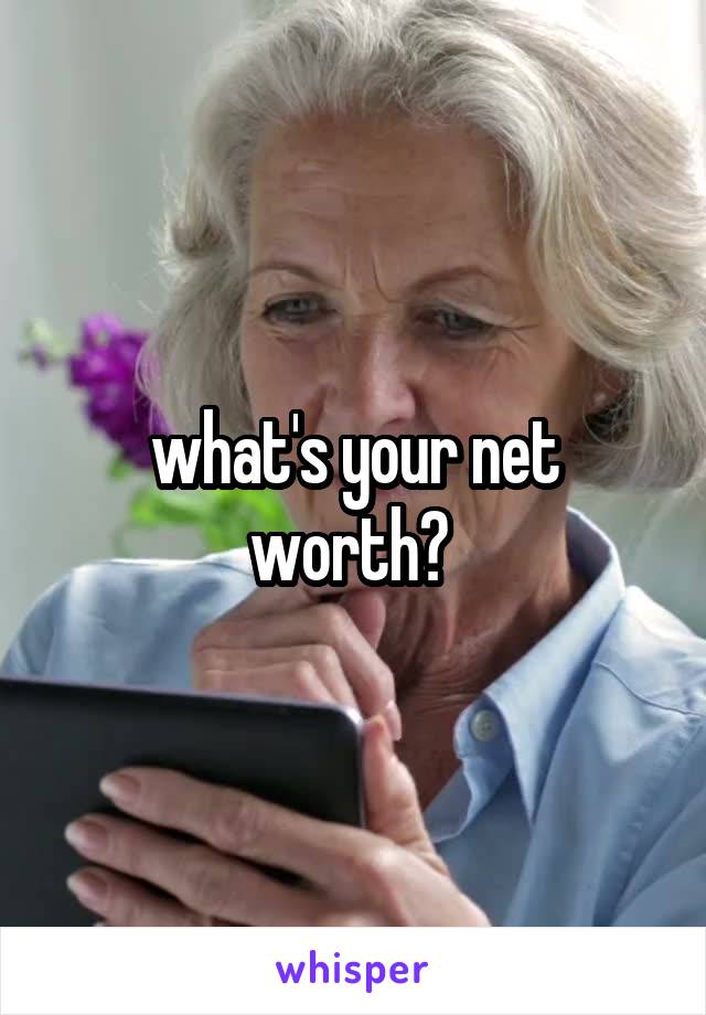 what's your net worth? 