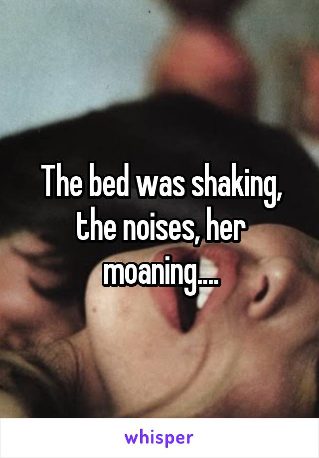 The bed was shaking, the noises, her moaning....