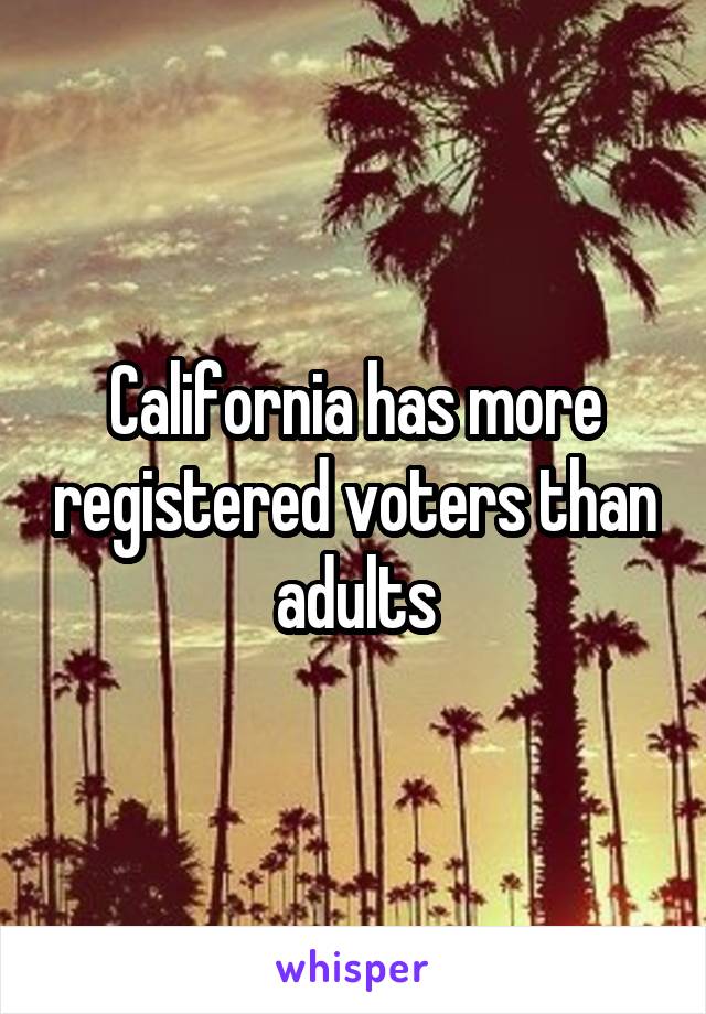 California has more registered voters than adults