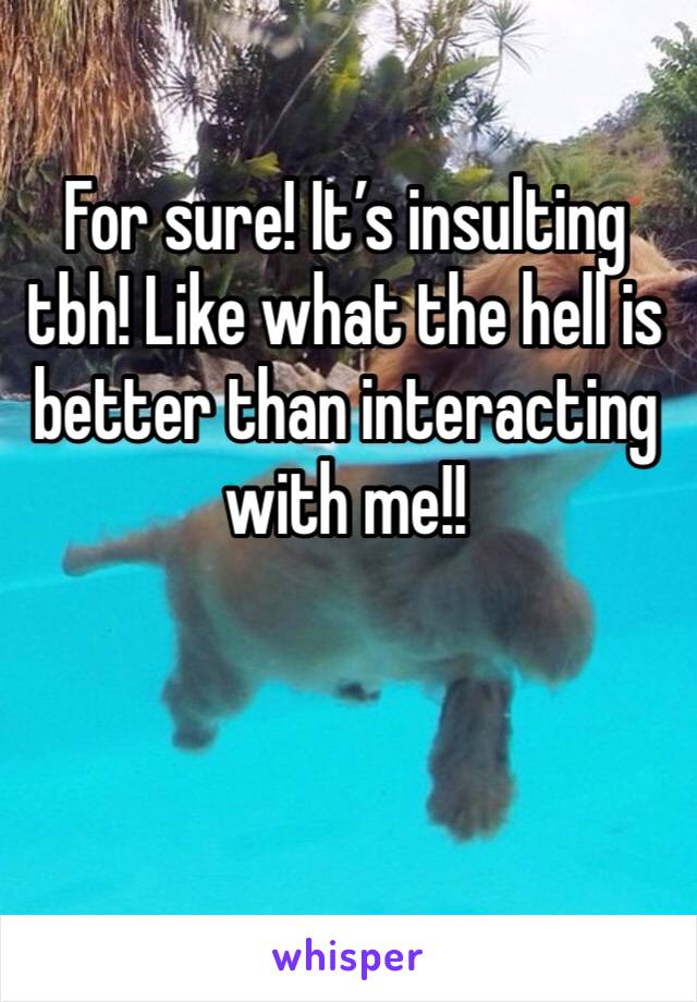 For sure! It’s insulting tbh! Like what the hell is better than interacting with me!!