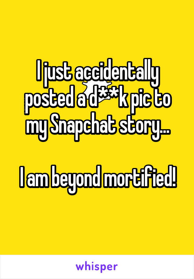 I just accidentally posted a d**k pic to my Snapchat story...

I am beyond mortified!
