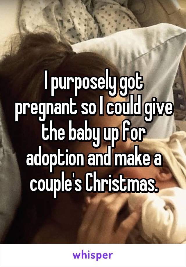 I purposely got pregnant so I could give the baby up for adoption and make a couple's Christmas.