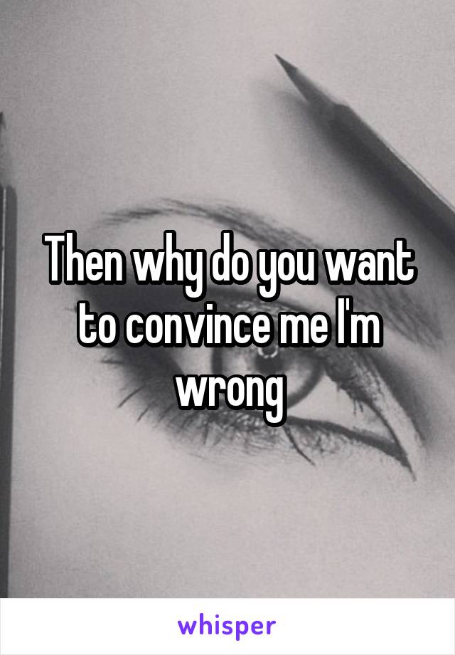 Then why do you want to convince me I'm wrong