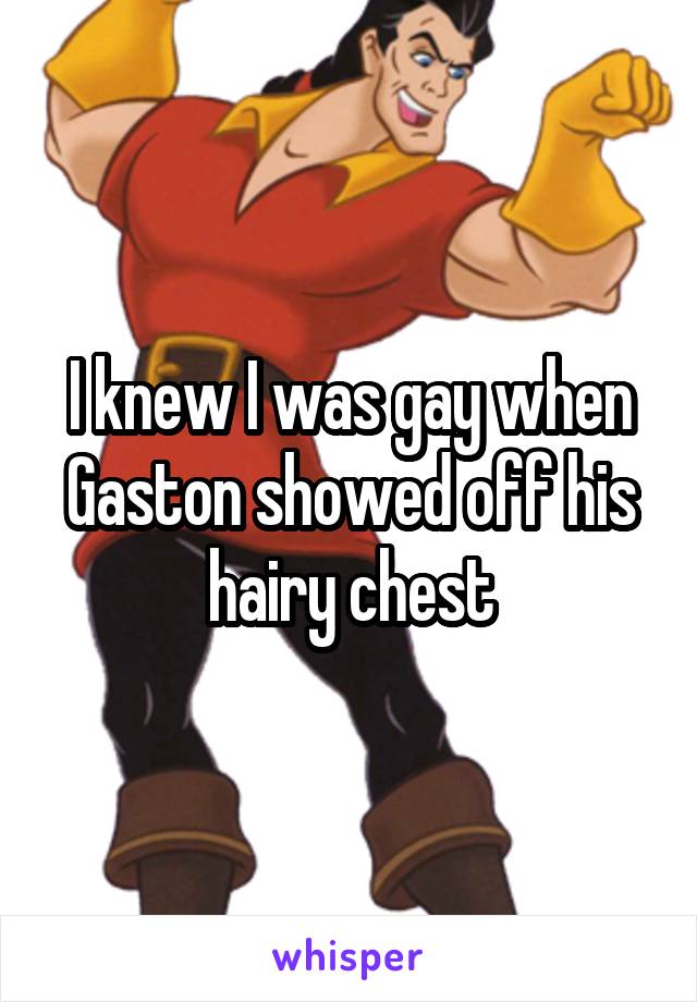 I knew I was gay when Gaston showed off his hairy chest