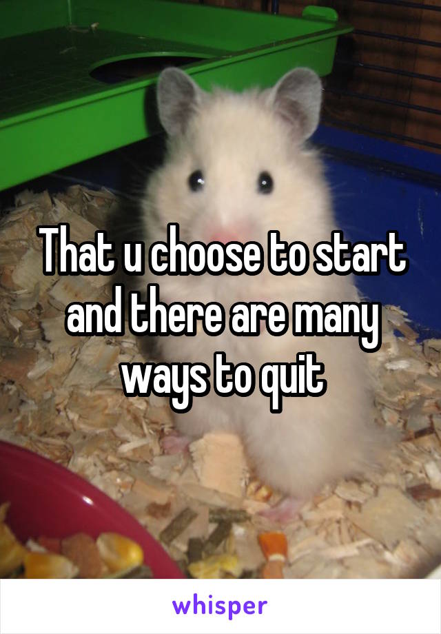 That u choose to start and there are many ways to quit
