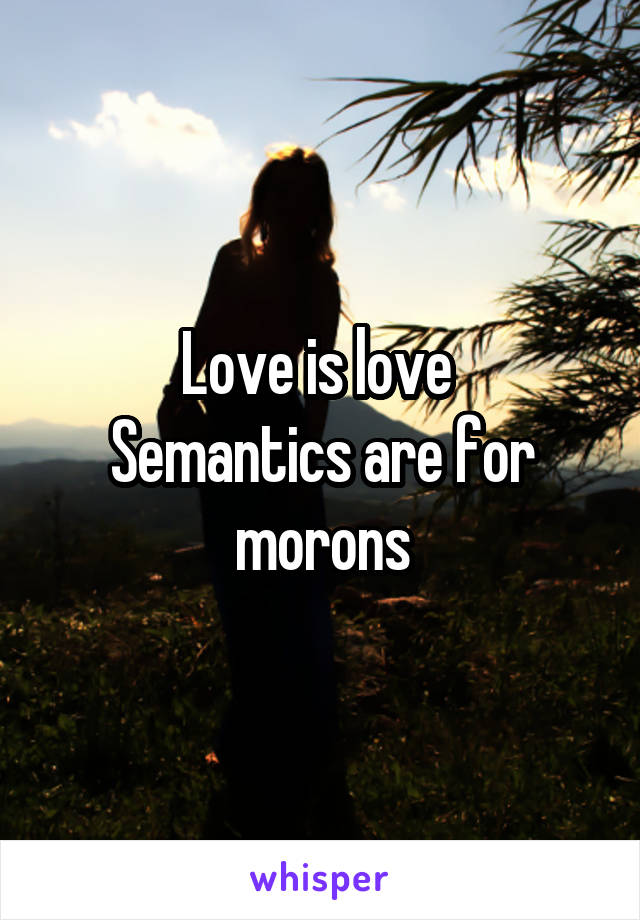 Love is love 
Semantics are for morons