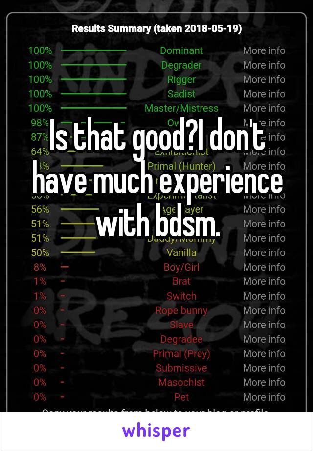 Is that good?I don't have much experience with bdsm.

