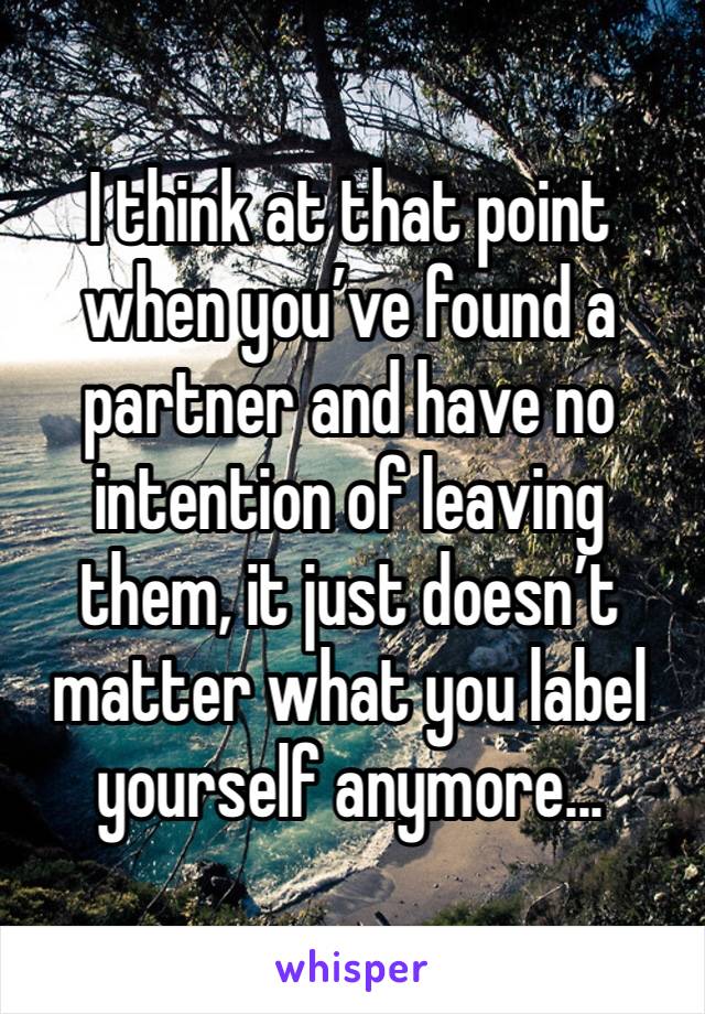 I think at that point when you’ve found a partner and have no intention of leaving them, it just doesn’t matter what you label yourself anymore...