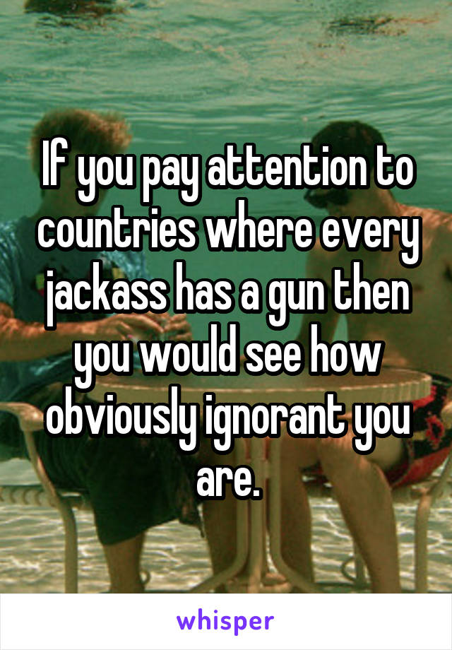 If you pay attention to countries where every jackass has a gun then you would see how obviously ignorant you are.