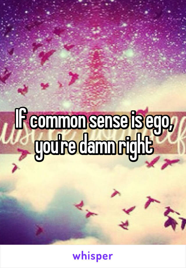 If common sense is ego, you're damn right